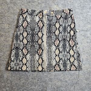 Altar'd State Womens Medium Mini Skirt Zip Front Snake Print